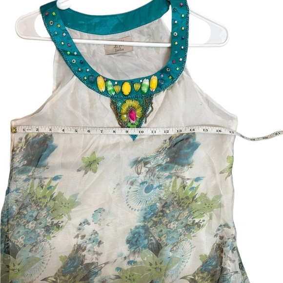 Vintage Y2K 90s LM Lulu Multi Textured Print Tank Bead Accents Size Medium - Picture 9 of 10